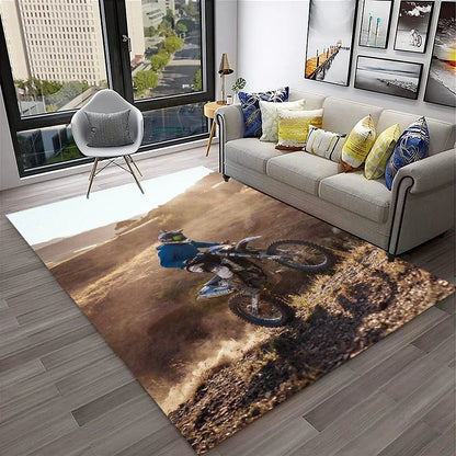 Off Road Motorcycle Racing Moto Carpet Rug for Home Living Room Bedroom Sofa Doormat Decor,Kid Play Area Rug Non-slip Floor Mat