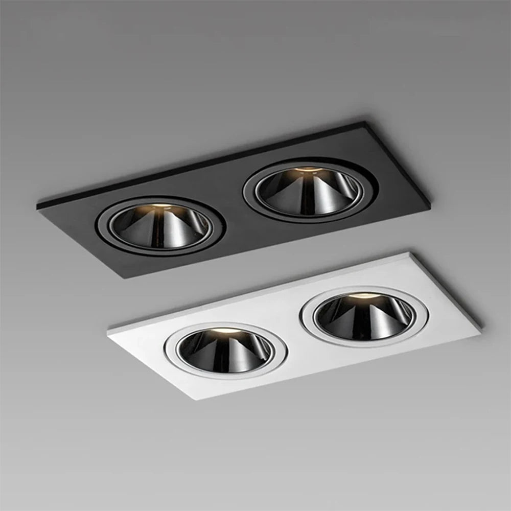 Recessed LED Ceiling Lamp 9W 12W 15W Single/Double Head LED Spot Lights COB Anti-Glare Downlight For Home Office Store Indoor