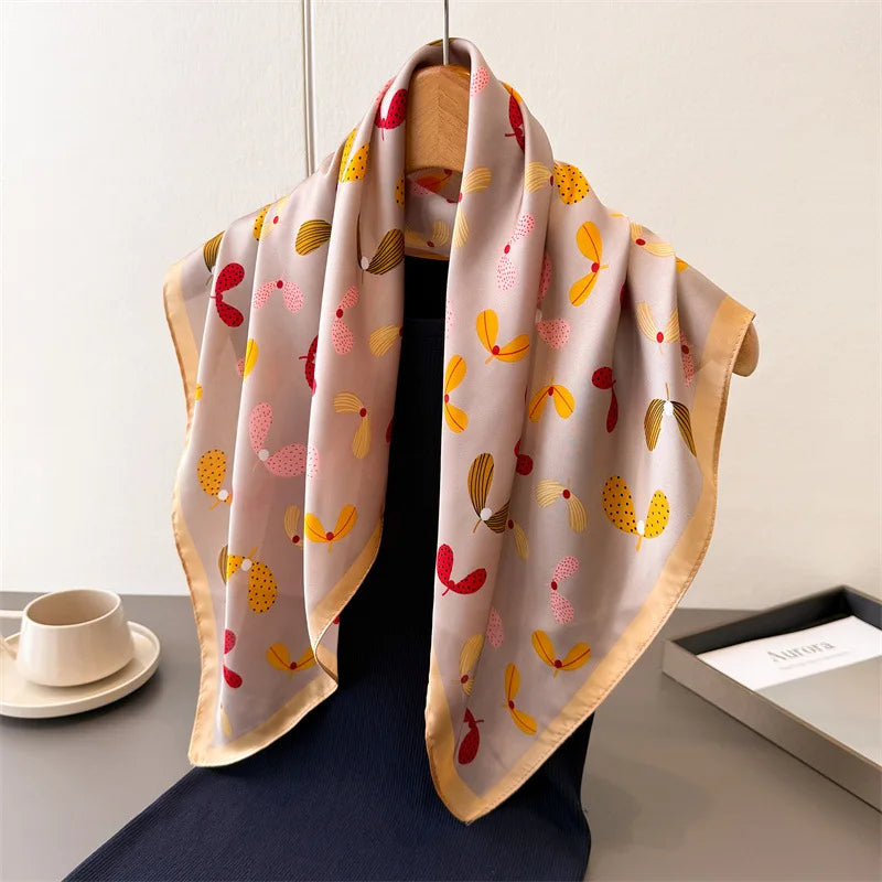 70*70cm Zebra Stripes Print Head Scarf for Women Silk Square Scarves Foulard Bandana Fashion Decorate Hijab Female Neckerchief