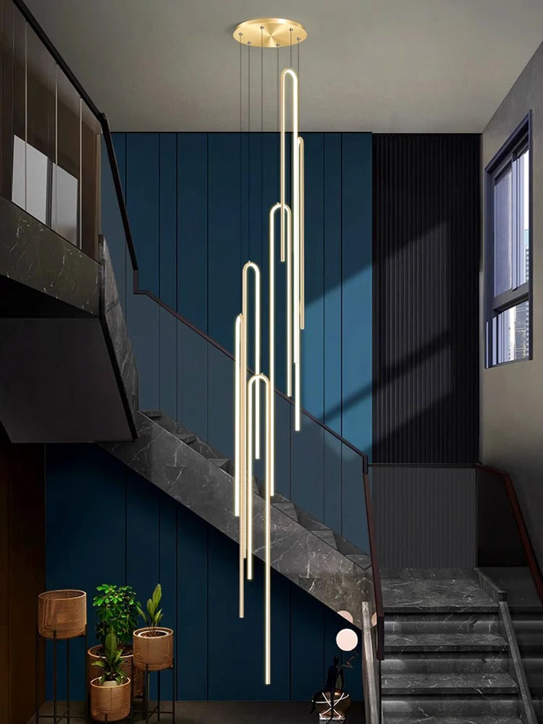 Modern ring stairs led lights pendant light lamps for living room led Chandeliers for dining room hanging light indoor lighting
