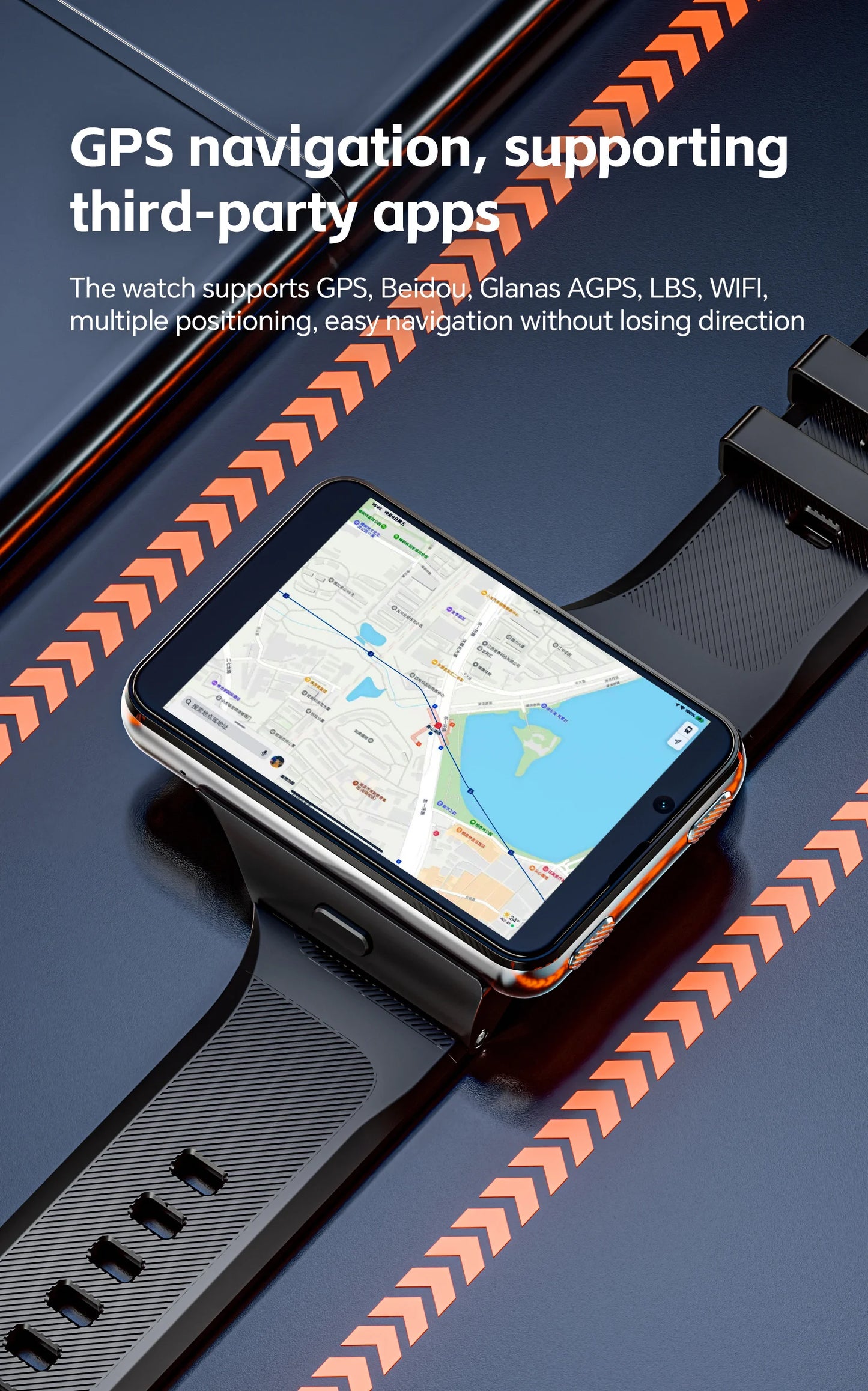 LOKMAT APPLLP MAX 4G Smart Watch Android 11 OS 6GB Ram 128GB Rom MTK6765 Octa Core CPU 2.88" Large Detachable Screen GPS Compass