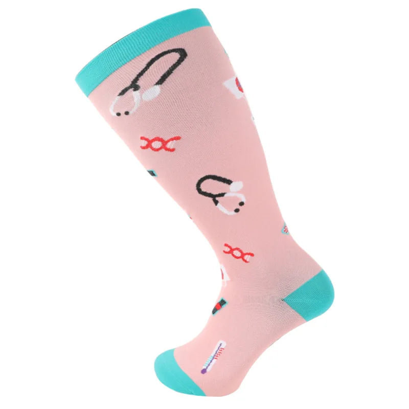 1Pair Plus Size 2XL-7XL New Compression Socks Unisex Wide Calf Knee High Compression Stockings Support for Circulation Nurses