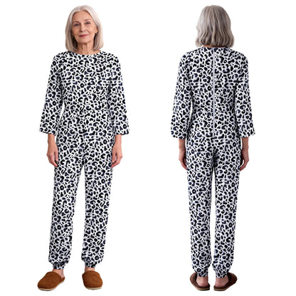 Women Special Need Adaptive Clothing Elderly Alzheimer Dementia Back Zipper Anti-Strip Nursing Jumpsuit Homewear Sleepwear