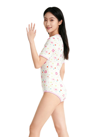 Flowers bodysuit with front snaps/adult onesie/adult baby romper/abdl clothes
