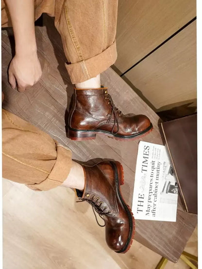 Genuine Leather Men Boots Plus Size Style Boots Soft Leather Ankle Shoes
