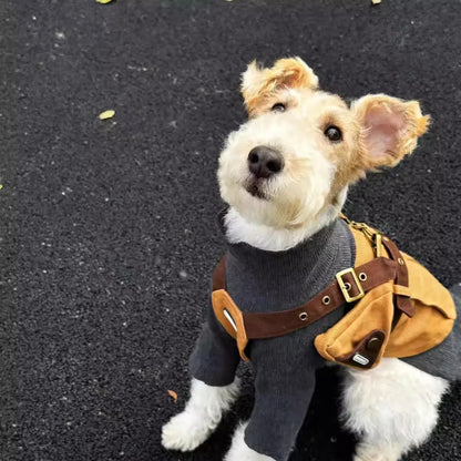 British Gentleman-Style Pet Harness Pants And Hoodie Set - High-Quality Clothing For Fat Dogs Pants With Bag Suit