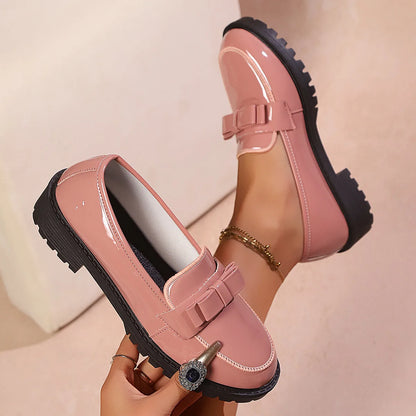 European and American Luxury Womens Leather Shoes Autumn New Outdoor Leisure Loafers Fashion Lacquer Leather Women's Shoes