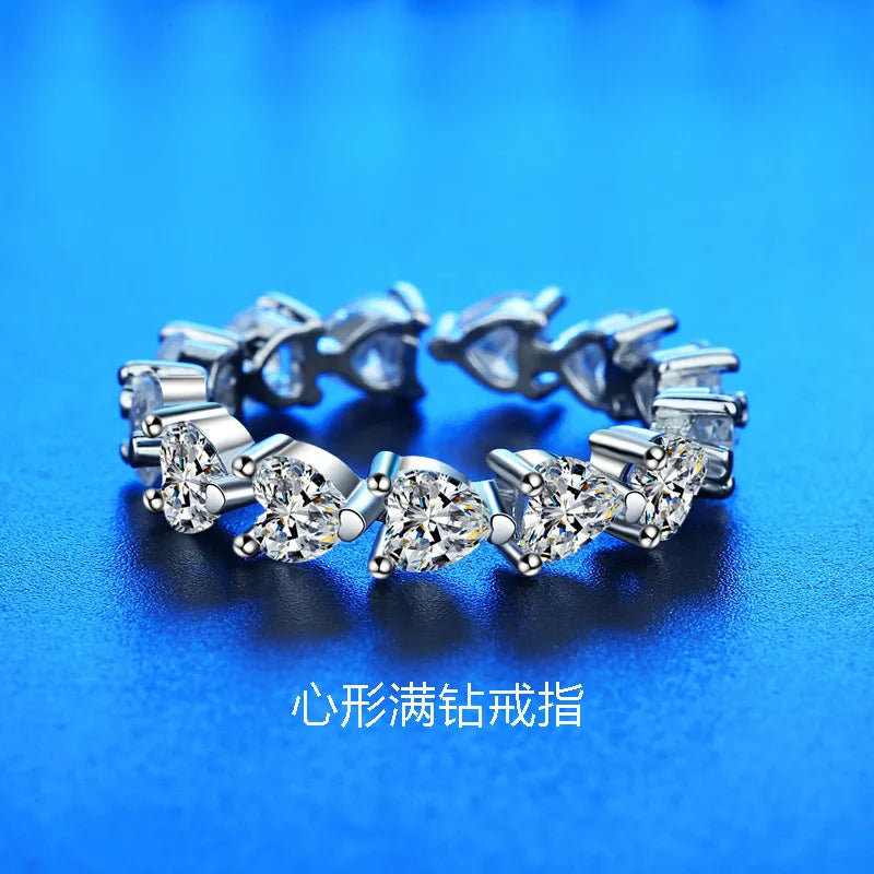 925 Sterling Silver Ring Heart AAA Zircon Open adjustable Engagement For Women Wedding Fashion Jewelry Party Gifts