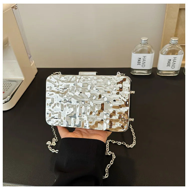 Luxury Golden Evening Bags For Women Wedding Dinner Party Chain Shoulder Cross Body Bag 2024 Designer Purses And Handbags
