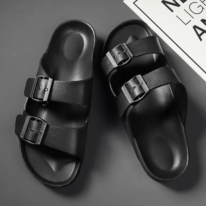 Men's straight line slippers plastic EVA one-time molding waterproof and wear-resistant human functional learning sandals
