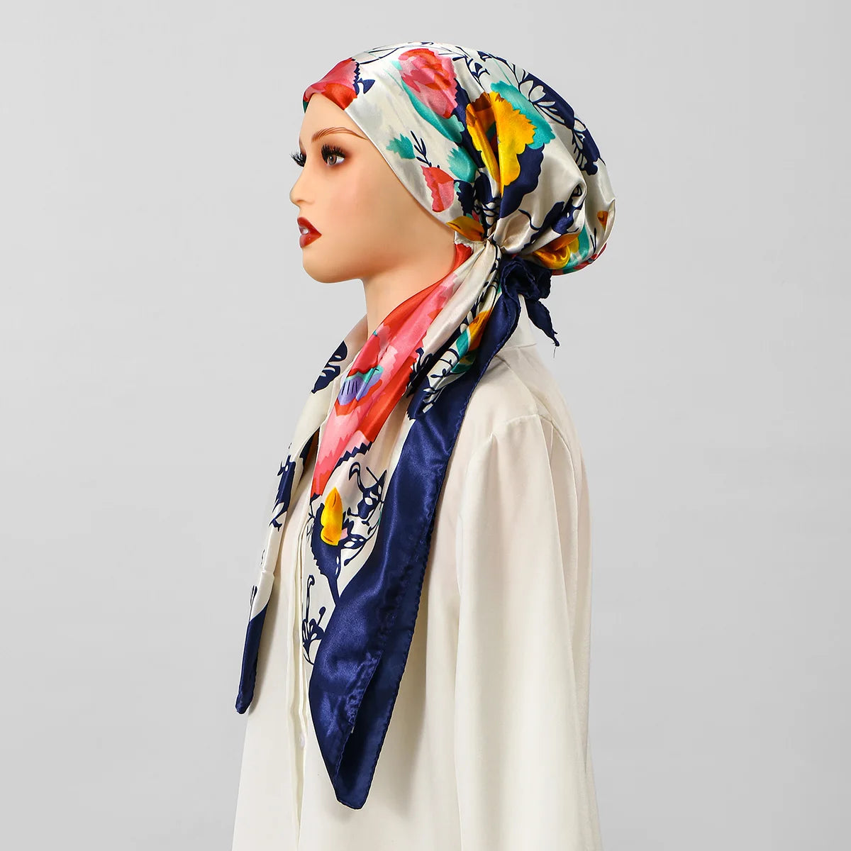 New Muslim Instant Hijab Scarf Print Turban Thick Hair Bonnet Night Cap Turban For Sleeping Elastic Hair Satin Bonnet For Sleep