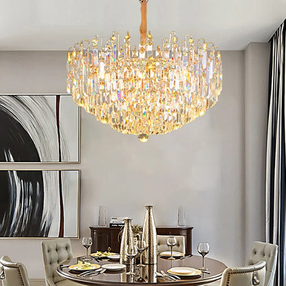 Modern Crystal Pendant Luxury Ceiling Chandelier LED Hanging Lamp for Living Dining Room Bedroom Home Decor Gold Luster Lighting