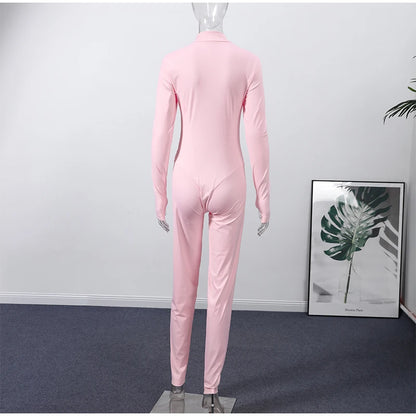 Fashion Pink Faux Fur Patchwork Hood Ski Jumpsuit Women Stand Collar Zipper Slim Pocket One Piece Suit 2026 Winter Lady Skiwears
