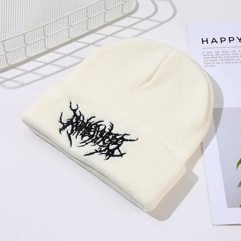 Warm Women Men Winter Beanies Hats Gothic Street Punk Knitted Bonnet Caps 100% Cotton Fashion Keep Warm Skullies Beanies Hats