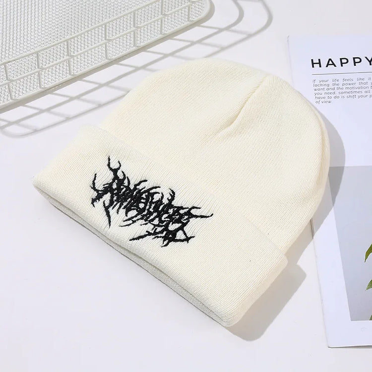 Warm Women Men Winter Beanies Hats Gothic Street Punk Knitted Bonnet Caps 100% Cotton Fashion Keep Warm Skullies Beanies Hats