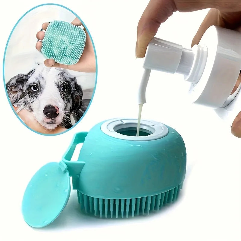 Universal Cat And Dog Shower Bath Brush with Tick Removal Tool, Featuring Massage Soft Bristles, Random Color, Ergonomic Handle And Removable Lid, Suitable for Washing And Bathing Scenarios, Designed for Medium to Small Pets
