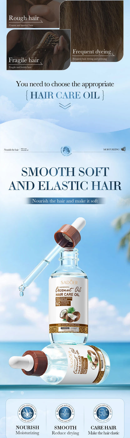 SADOER Coconut Hair Care Oil Hair Essence Repair Dry Damaged Hair Smooth Nourishing Moisturizing Treatments for Hair