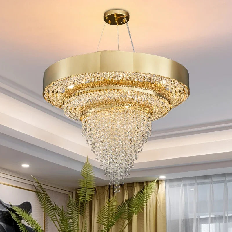 Luxury Crystal LED Hanging Chandeliers Italian Design Modern Pendant Lights Living Dining Room Home Restaurant Lighting Fixtures
