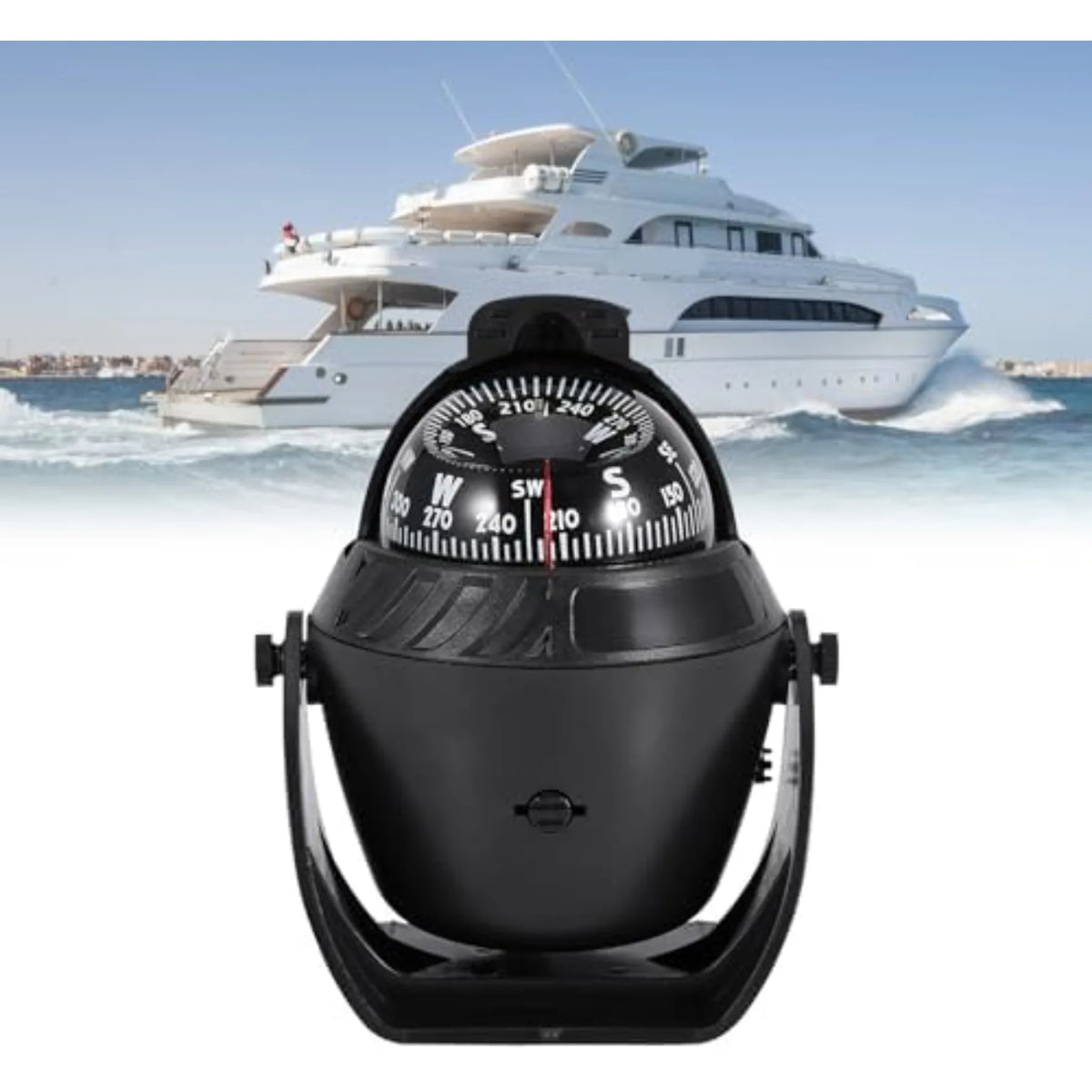 LED Light Electronic Compass, High Precision Pivoting Navigation Compass for Boat Car Marine Use