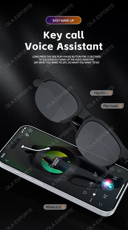 New Smart Glasses Men Bluetooth 5.3 Earphones Anti-Blu-ray Stereo headset Dual Speaker Touch Music Control Headphone Sunglasses