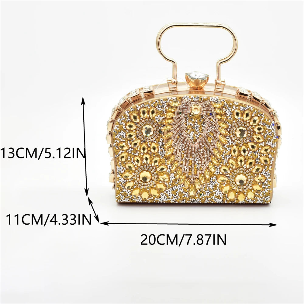 Italian Shoes and Bags Matching Set with Rhinestone Nigerian Women Shoes and Bag Set with Appliques Full Crystal for Dress