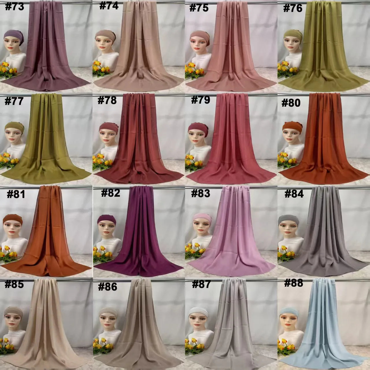 110colors Modal Hijab with Modal Undercap Set Basic Stretchy Pullover Headscarf Thin Breathable Sunscreen Head Wrap Hijabs Scarf