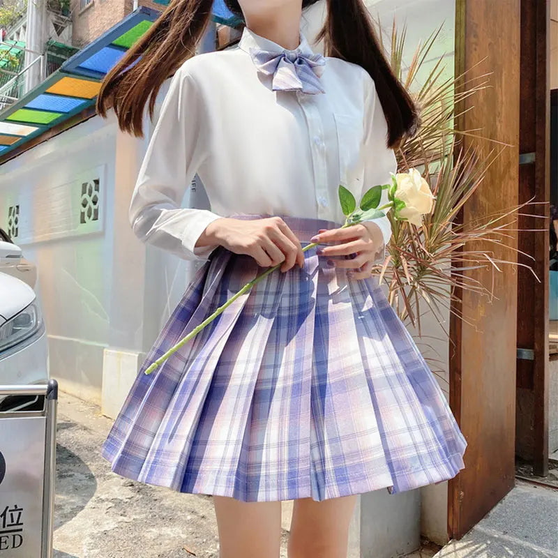 Full Set School Clothes Japanese Style Uniform Long Sleeve Jk Seifuku for Girl High Waist Pleated Skirt Anime Cosplay Schoolgirl