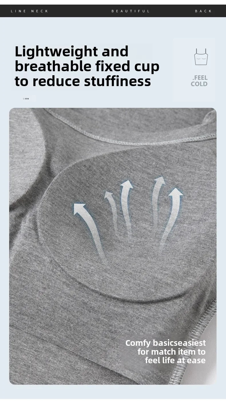 New Seamless Built-in Bra Tank Top for Women Sports Bra & Summer Sleeveless Shirt, Breathable Workout Vest with T-Shirt Combo