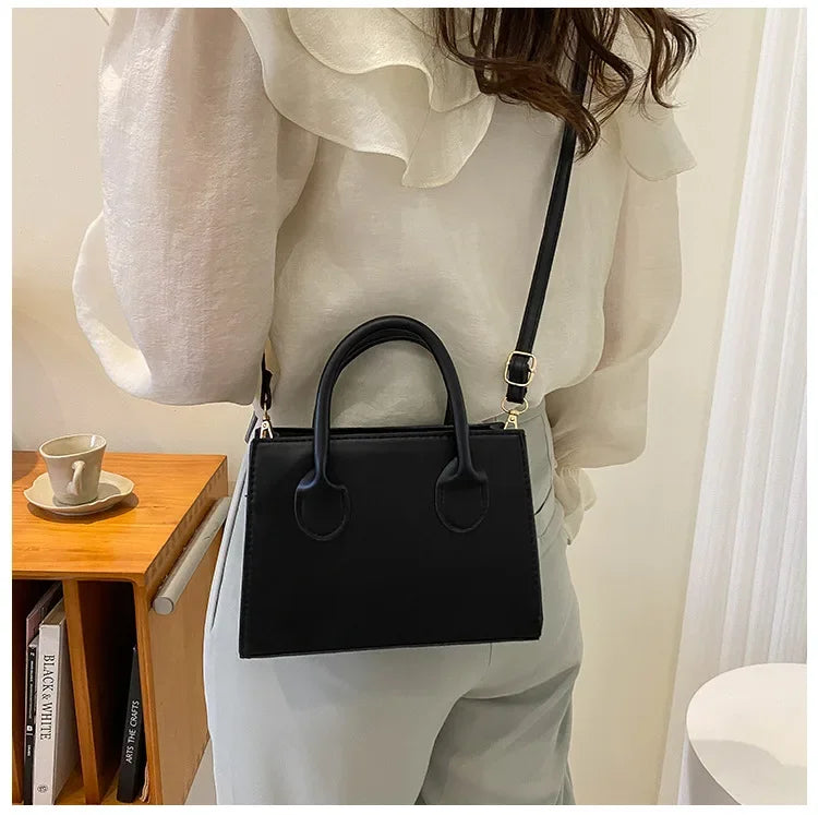 Minimalist Black Small Square Bag All-Match Top Handle Purse Classic Shoulder Bag for Work Women Handbags Crossbody Bags Purse