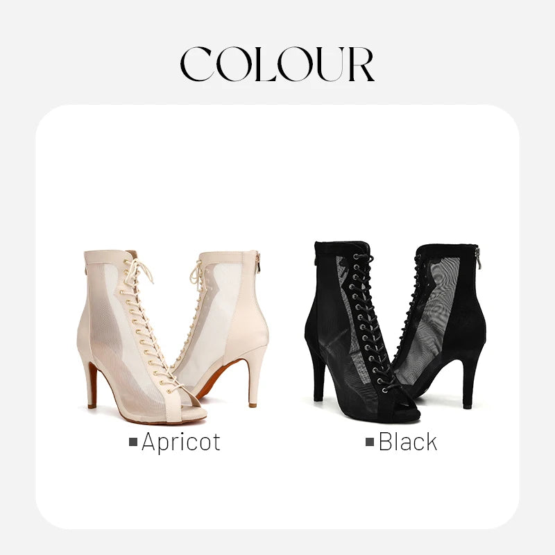 DKZSYIM Women Latin Dance Boots Ballroom Dancing Shoes Ladies Girls Jazz Tango Dance Shoes Customizable Heel 7cm-11cm
