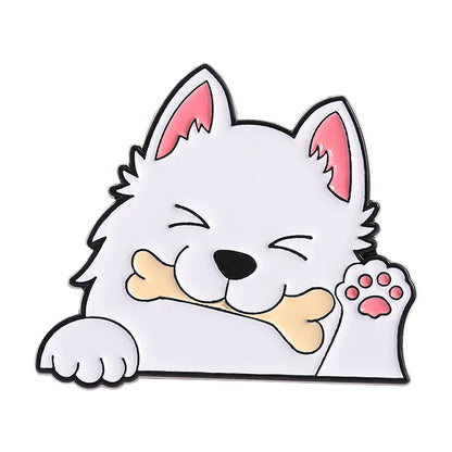 Cartoon Cute Dog Raccoon Rabbit Brooch Enamel Pins Creative Animal Quotes Brooch Lapel Badge Backpack Accessories Jewelry Gift