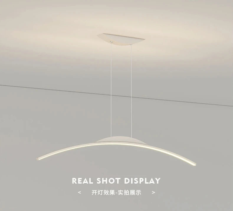 Curved Arc Chandelier for Dining Room Kitchen Bar Living Bedroom Ceiling Pendant Lamp Simple Suspension