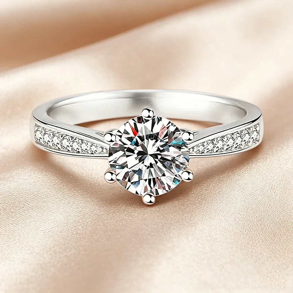 BJXMOSO Real Moissanite 925 Sterling Silver Couple Ring for Women Man Wedding Jewelry Engagement Imitation Diamond Fashion Gifts