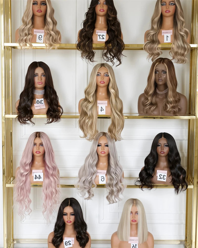 12" Short Bob Lace Front Wigs Honey Blonde Highlight Caramel Brown Synthetic Wig Bouncy Waves Brown Roots Hair-loss Cosplay Wig