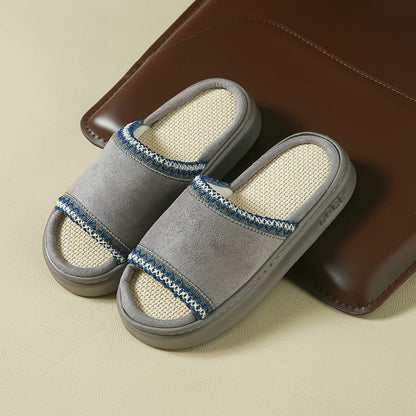 Hemp Casual Women's Slippers Home Spring Summer Luxury Designer Woman Shoes Flat Fashion Indoor Footwear Elegant Platform Slides