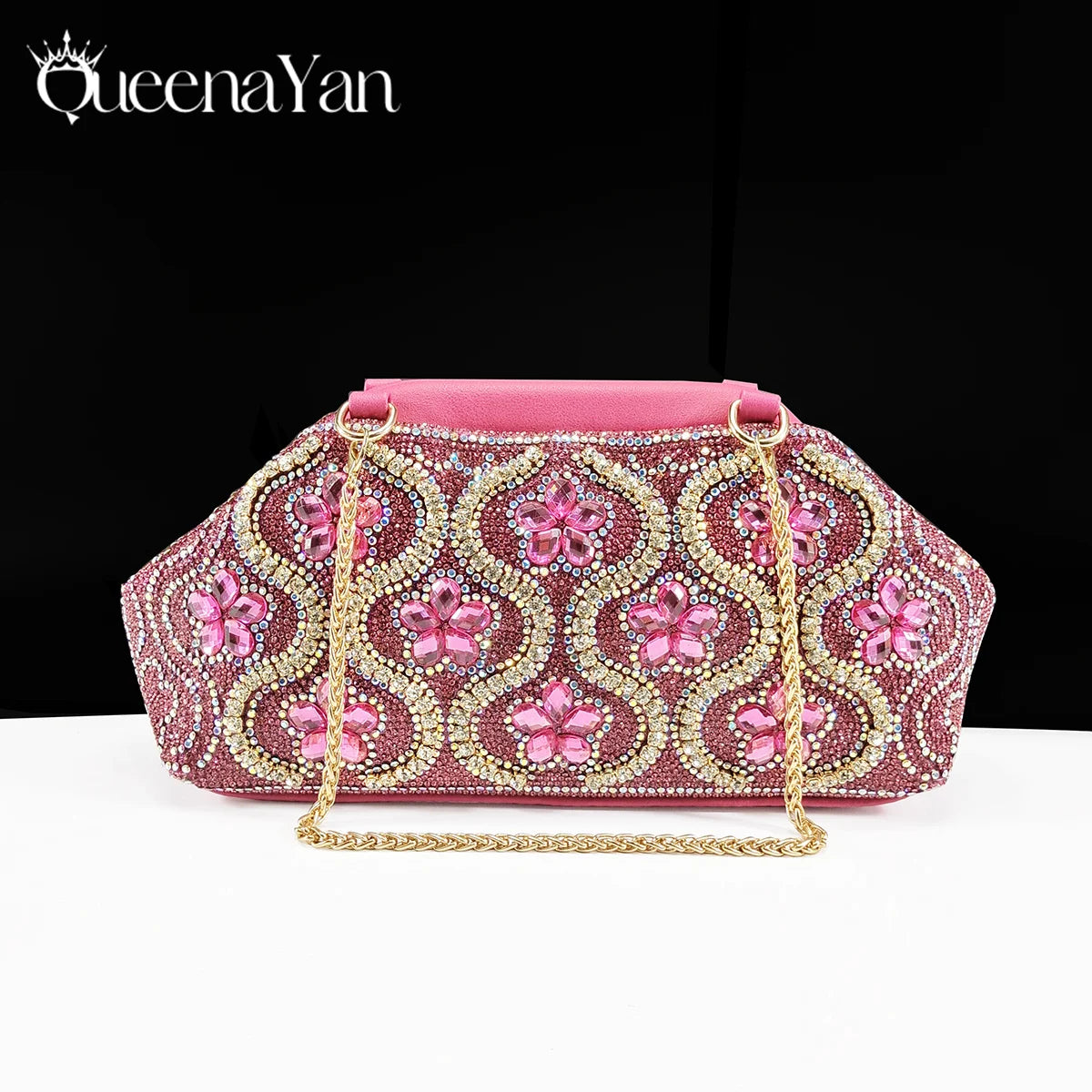 Queena Yan Popularity Open Toe Luxury Fashion Women High Heels Shoes and Bags Set With Rhinestone for Wedding Party Elegant