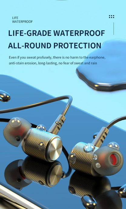 Wireless Bluetooth Earphones 9D Stereo Surround Headphone Neckband Magnetic Sport Headset Neck-hanging Earbuds For iPhone Huawei