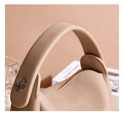 Burminsa Cowhide Genuine Leather Tote Shoulder Bags For Women 2026 Luxury Designer Crossbody Purses Bucket Work Ladies Handbags
