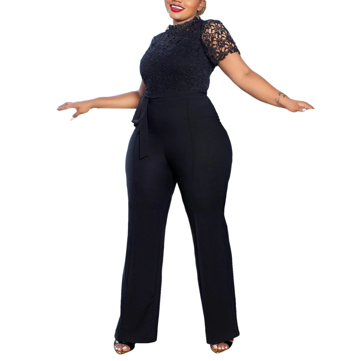 Solid Women Jumpsuits For Summer Autumn Short Sleeve Bandage Loose Fashion Streetwear Overalls Wide Leg Pants Trousers 2024