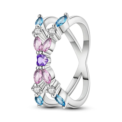 LAZA 925 Sterling Silver Colorful Rings Sparking Zirconium Bowknot Moon Sun Original Ring For Women Anniversary Wedding Gifts
