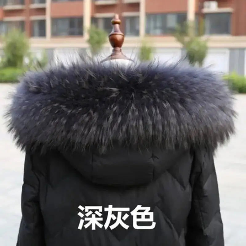 Raccoon Fur Collar Real Fur Down Jacket Parka Fur Collar Natural Fur Hood Trim Fur For Women Warm Wraps Furry Fur Scarf for Coat