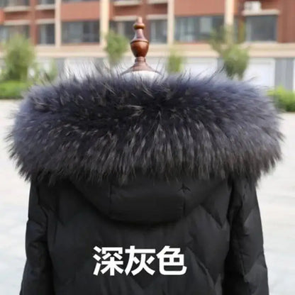 Raccoon Fur Collar Real Fur Down Jacket Parka Fur Collar Natural Fur Hood Trim Fur For Women Warm Wraps Furry Fur Scarf for Coat