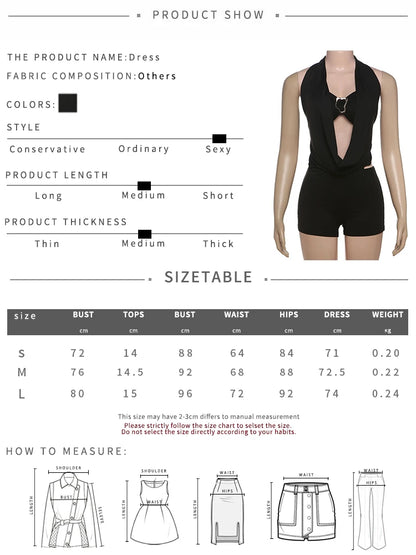 Sisterlinda Swinging Neck Backless Playsuits Sexy Stunning Pleated Backless Slim Rompers+Inside Wrapped Chest Tanks Party Wear