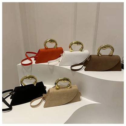 French Style Light Luxury Large Capacity, New Minimalist Design Casual Metal Hand-held Shoulder Crossbody Bags for Women