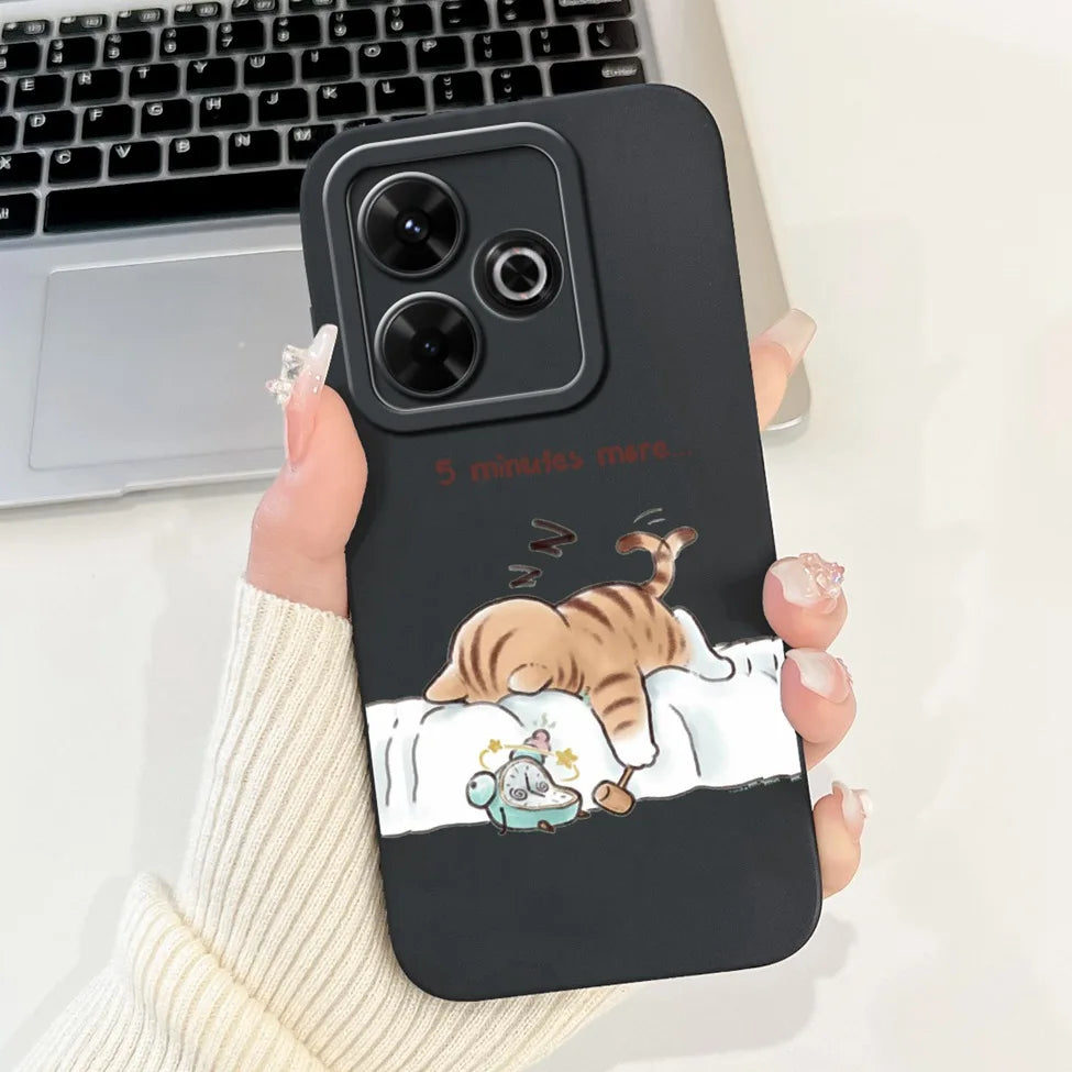 Casing For Redmi 13 Case 13 5G Cute Cat Fashion Luxury Flowers Silicone Shockproof Back Cover For Redmi 13 5G Phone Case Bumper