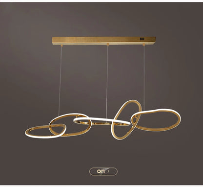 Modern Rose Gold LED Chandeliers Ligthing Nordic Lustre Home Decor Circle Rings Chandelier Hanging Pendant Lights Fixtures