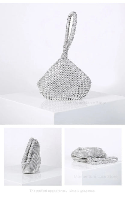 Luxury Designer Evening Bag Rhinestone Clutch Soft Ladies Small Handbag Fashion Wedding Party Gift Daily Use Purse for Women