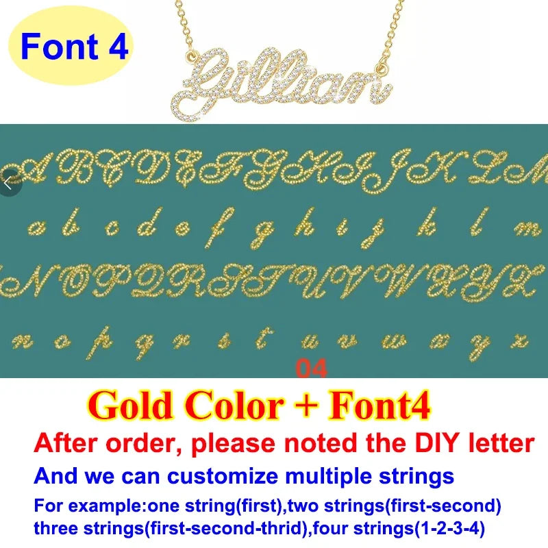 DIY A-Z Letter Name Full Moissanite Diamond Necklace for Women 925 Sterling Silver Plated 18k Gold Women's Moissanite Chain Gift