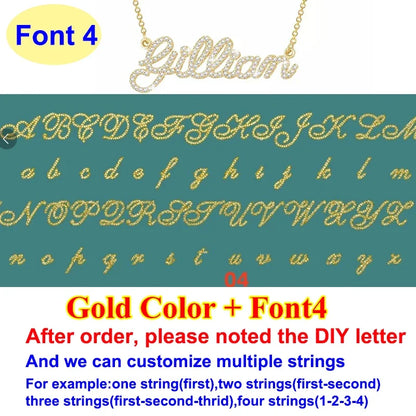DIY A-Z Letter Name Full Moissanite Diamond Necklace for Women 925 Sterling Silver Plated 18k Gold Women's Moissanite Chain Gift