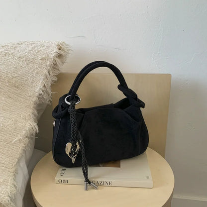 Small Suede Fashion Leather Shoulder Bags for Women 2025 Luxury Designer Brand Trend Crossbody Bag Females Short Handle Handbags
